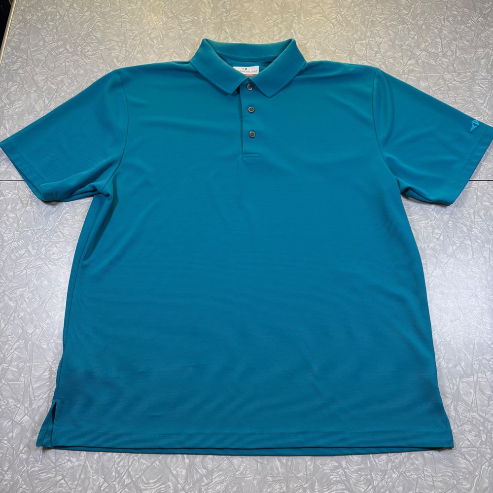Grand Slam Performance Mens XL Teal Blue Short Sleeve Golf Polo Shirt 0288